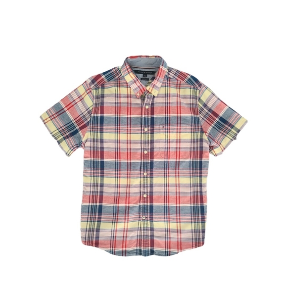 Tommy Hilfiger Men's Plaid Classic Short Sleeves Shirt - Picture 1 of 4